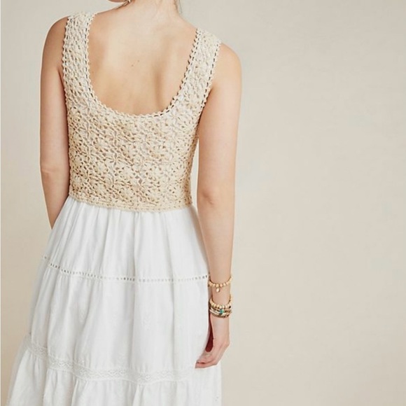 Anthropologie Cream Crochet Midi Dress - Picture 2 of 6